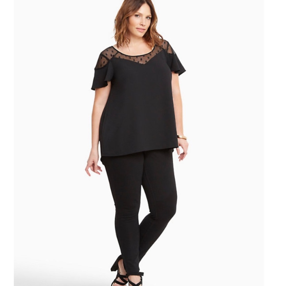 Torrid Crepe Mesh Dot Flutter Sleeve Top - image 3